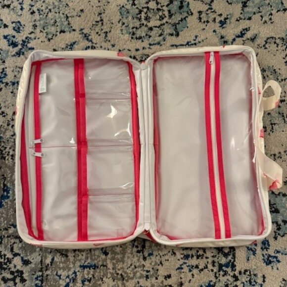 NEW NWT D. PORTHAULT PARIS TROTTER LARGE COSMETICS TOILETRY BAG CASE PINK HEARTS - Picture 3 of 3